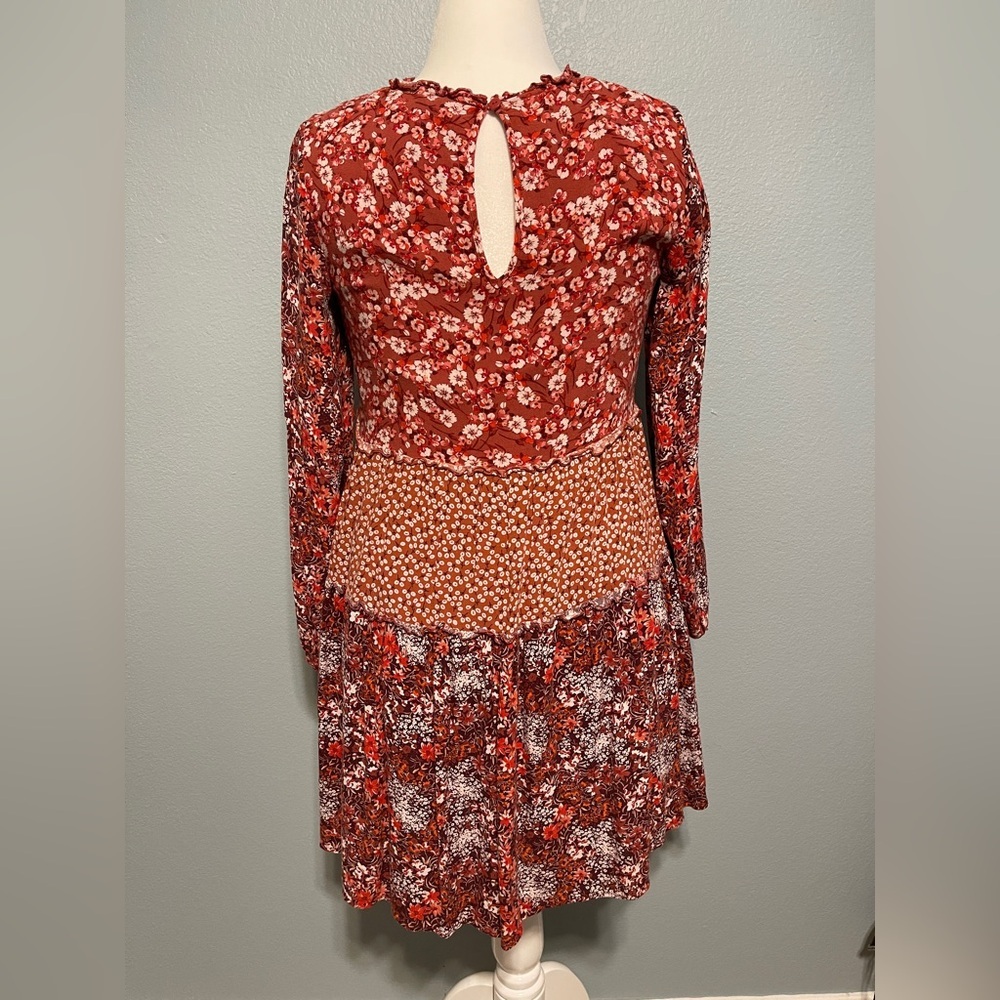 Anthropologie Maeve Esther Tiered Dress Red Fairy Grunge Boho Prairie Floral XS - Picture 2 of 8
